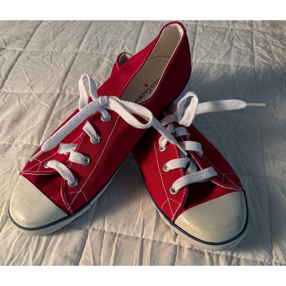 Faded Glory Red Canvas Sneakers Casual Shoes Comfort Lace Up Women's Size‎ 8 - Picture 1 of 5